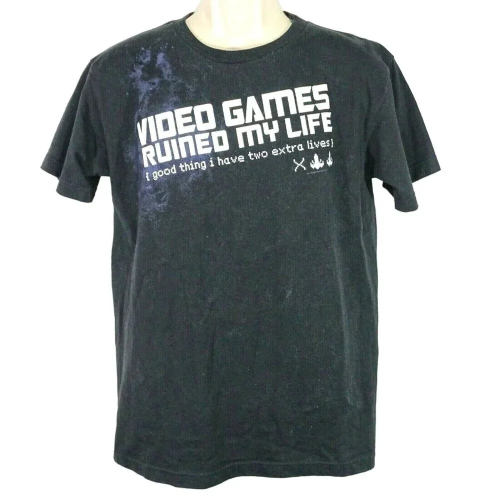 Delta Video Games Crewneck T-Shirt Boys Girls Size XL Black Cotton Short Sleeve